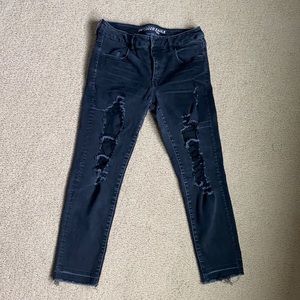 American Eagle Stretchy Black Distressed Jeans